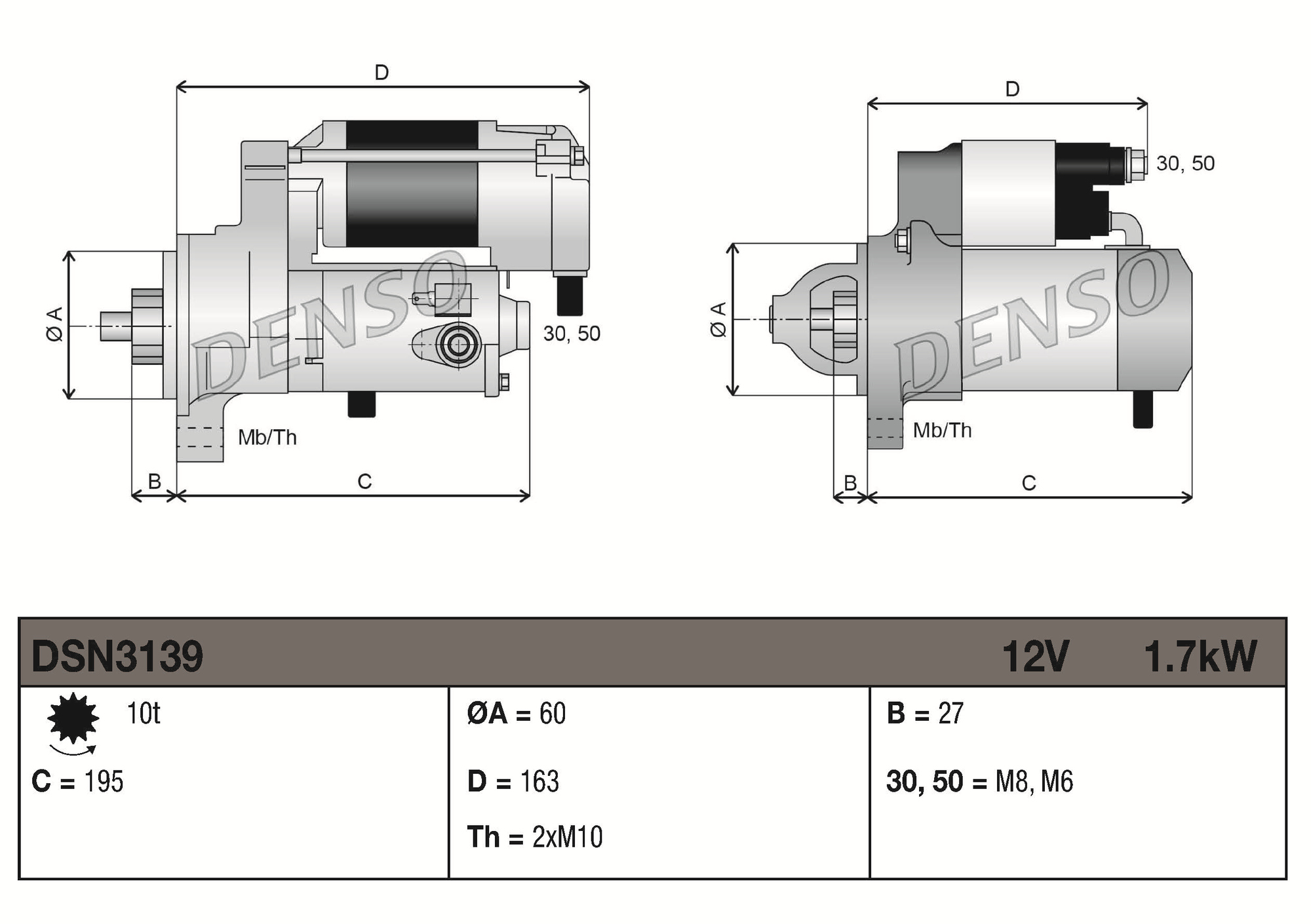 Denso Startmotor / Starter DSN3139