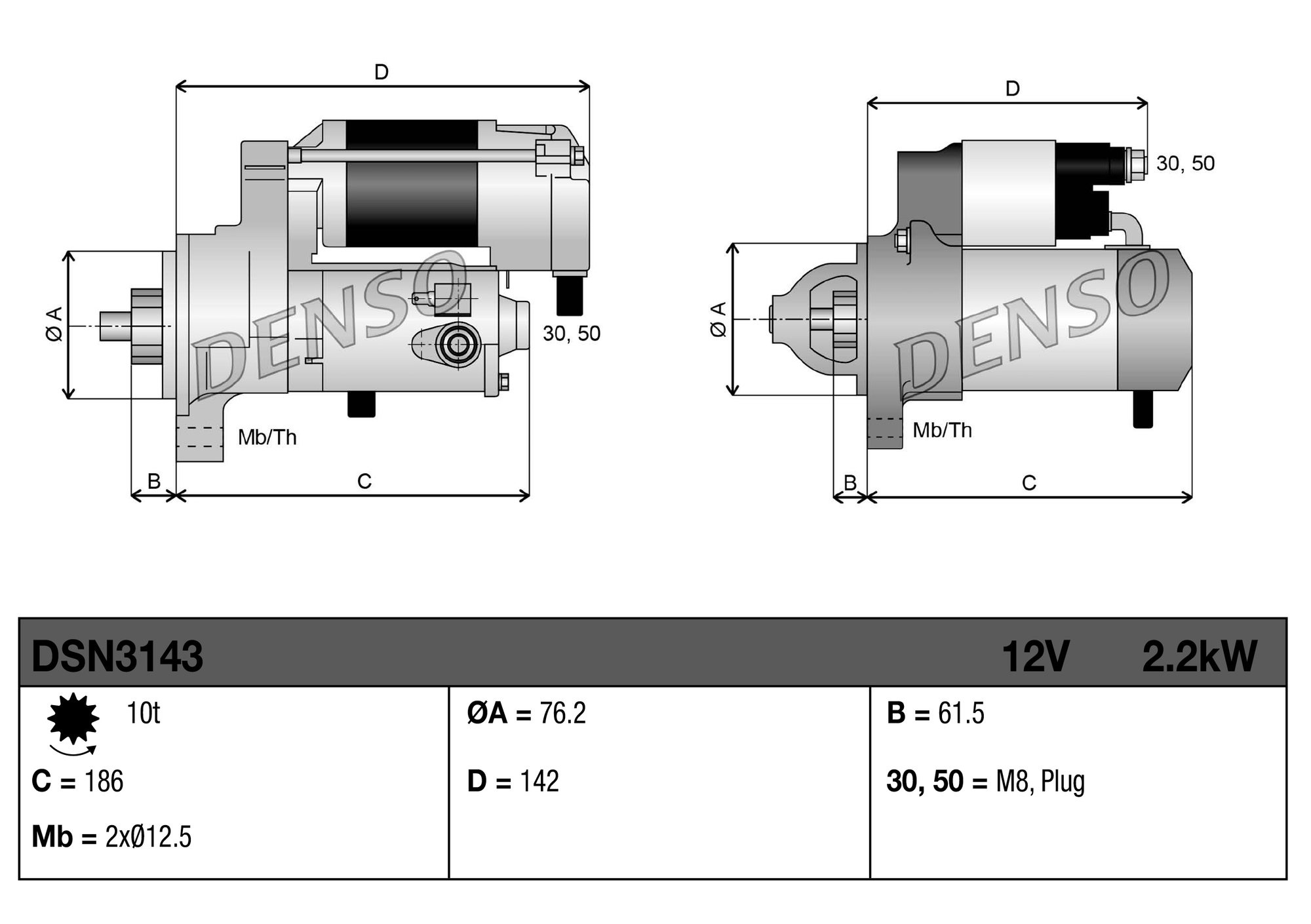 Denso Startmotor / Starter DSN3143