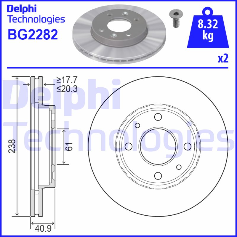 Remschijven Delphi Diesel BG2282