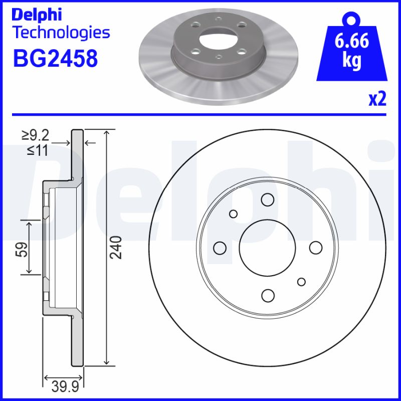 Remschijven Delphi Diesel BG2458