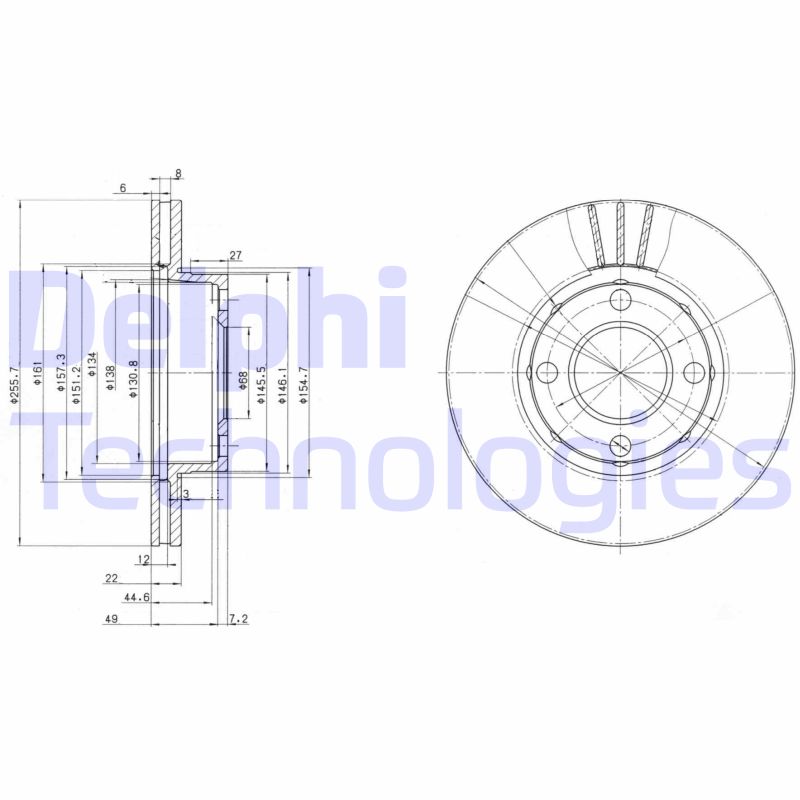 Remschijven Delphi Diesel BG2668