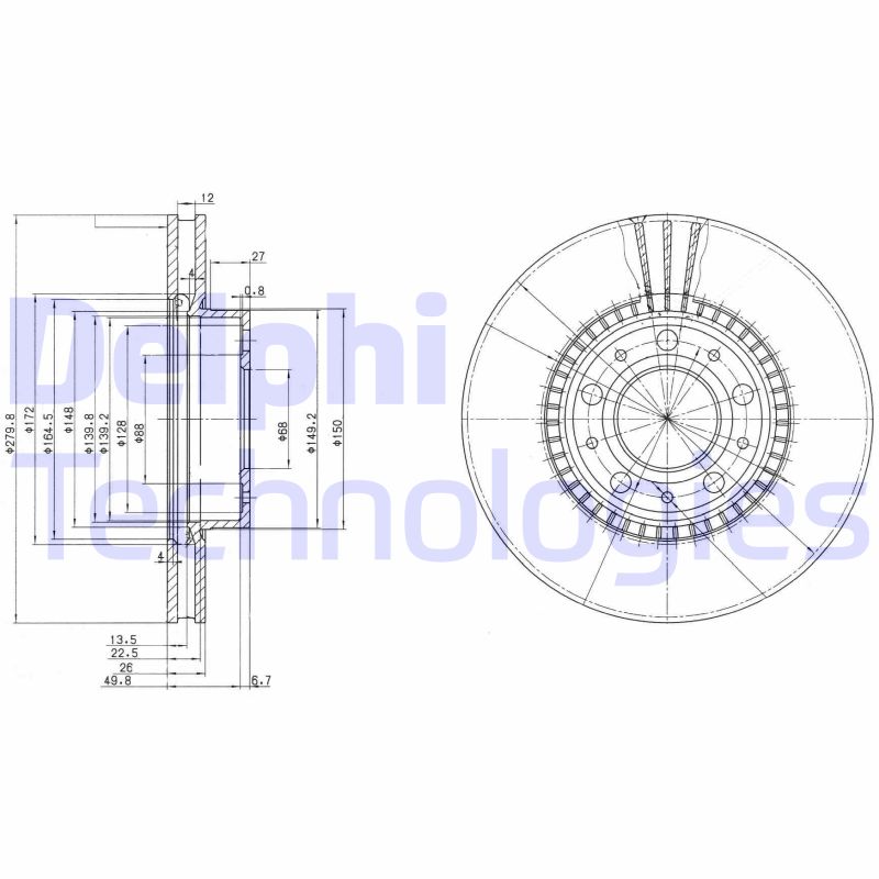 Remschijven Delphi Diesel BG2719C