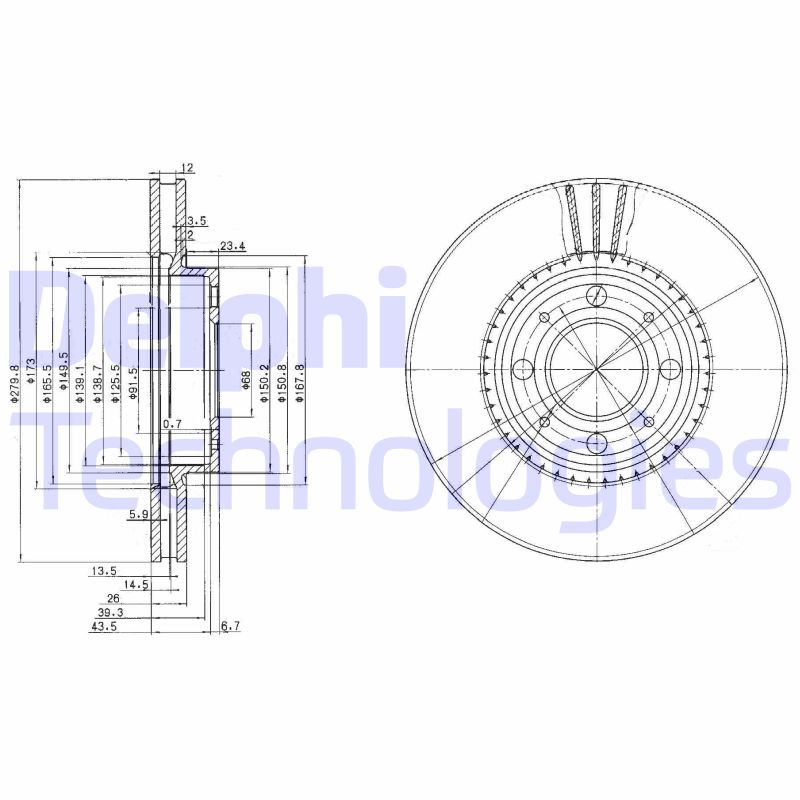 Remschijven Delphi Diesel BG2720