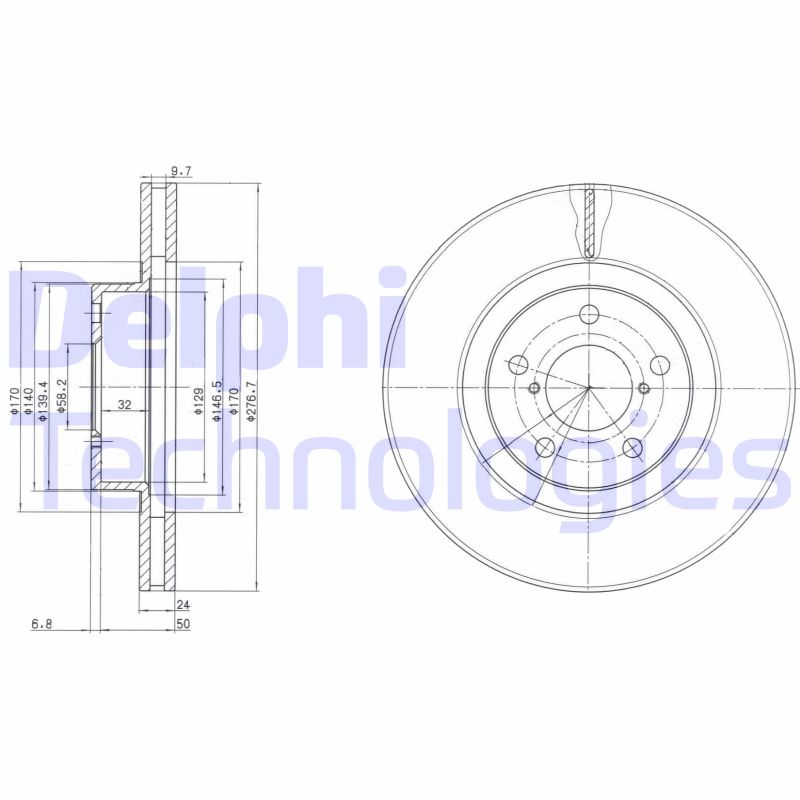 Remschijven Delphi Diesel BG2827C