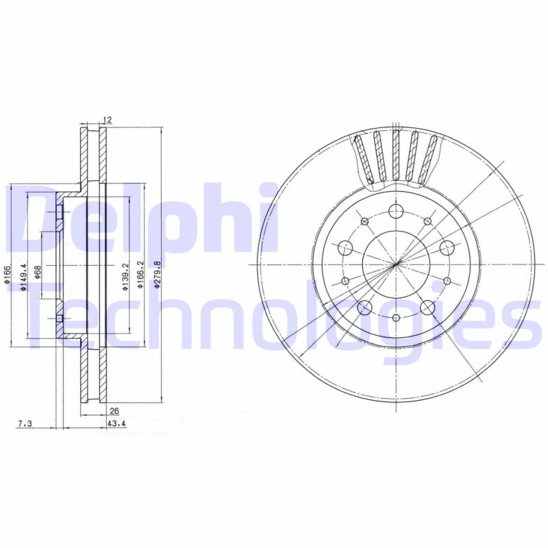 Remschijven Delphi Diesel BG2841C