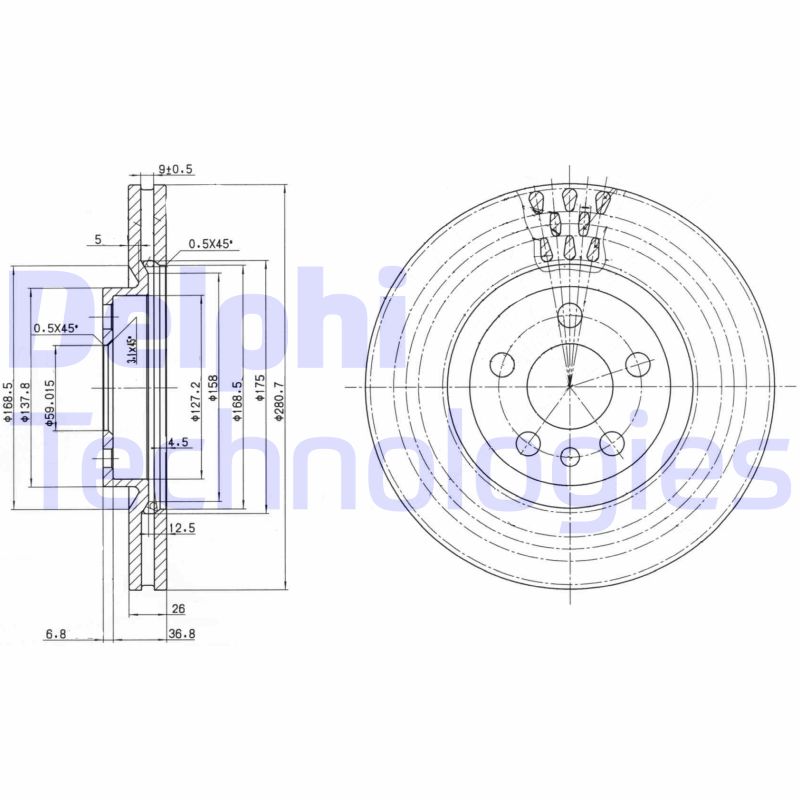 Remschijven Delphi Diesel BG2844