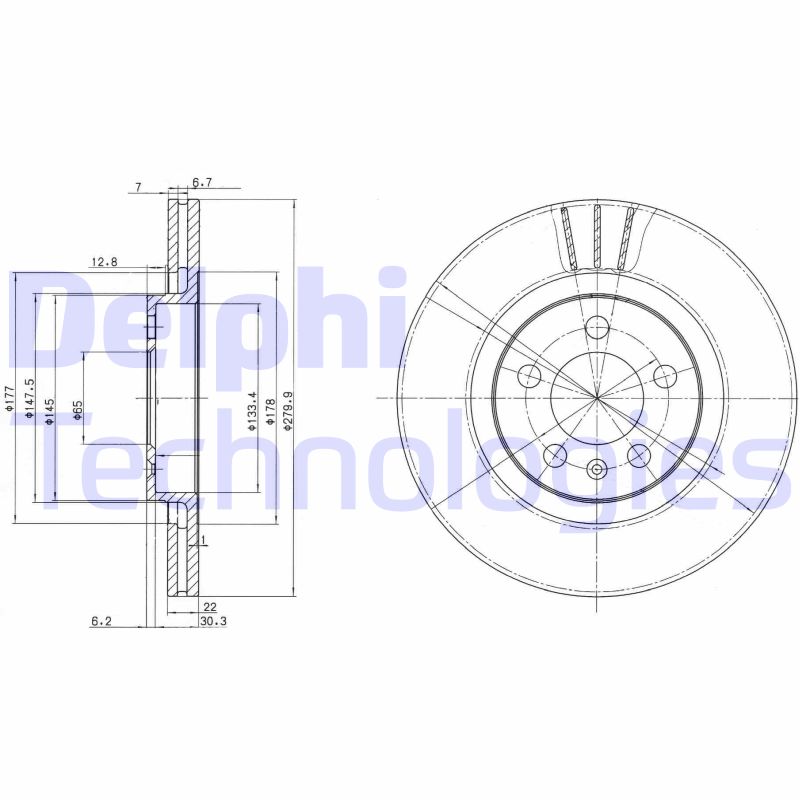 Remschijven Delphi Diesel BG3036C