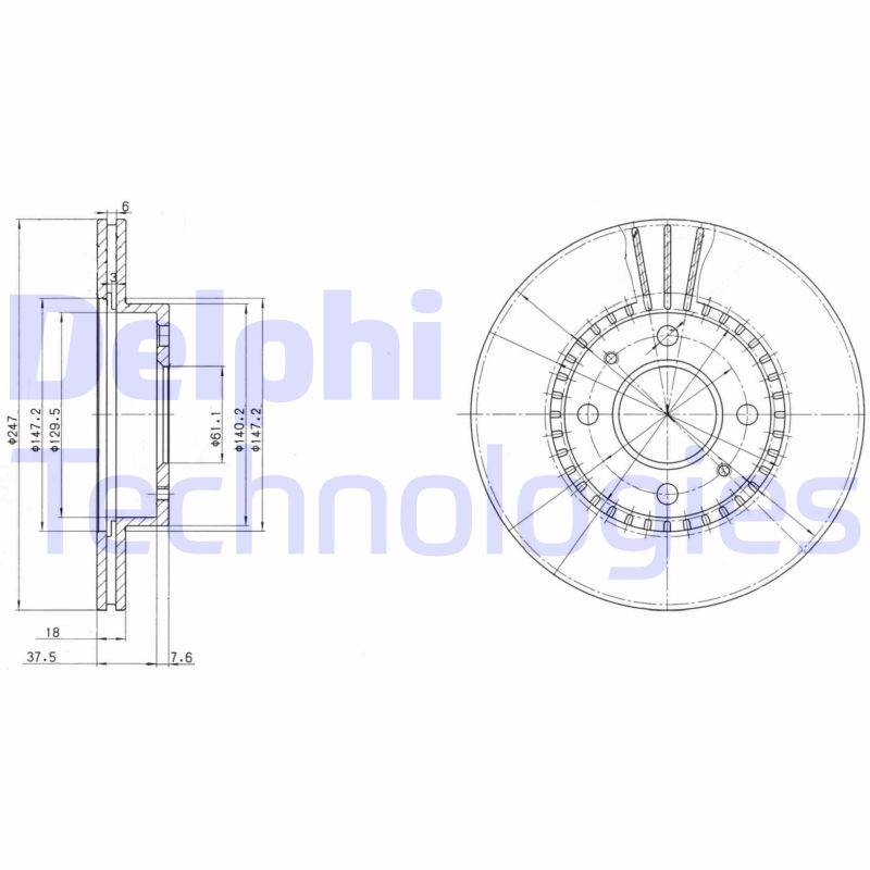 Remschijven Delphi Diesel BG3134