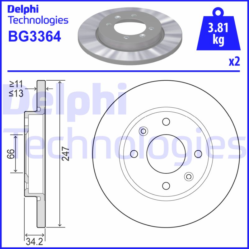 Remschijven Delphi Diesel BG3364