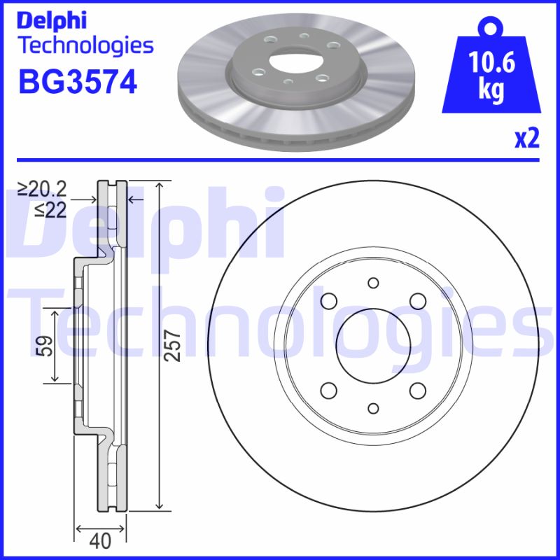 Remschijven Delphi Diesel BG3574