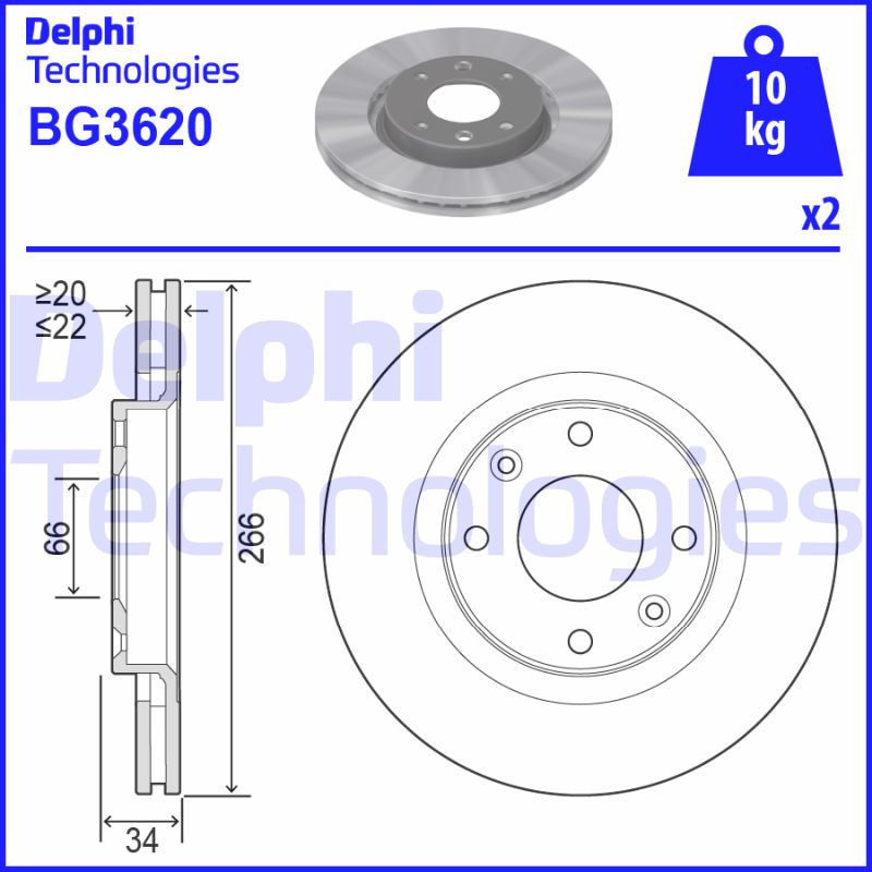 Remschijven Delphi Diesel BG3620