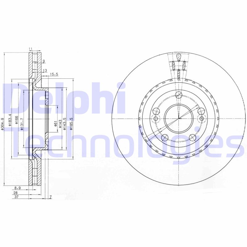 Remschijven Delphi Diesel BG3685