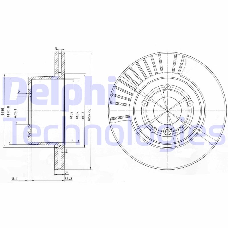 Remschijven Delphi Diesel BG3737C