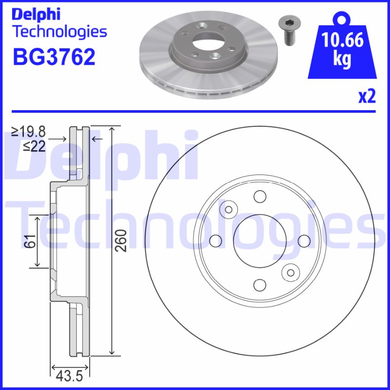 Remschijven Delphi Diesel BG3762