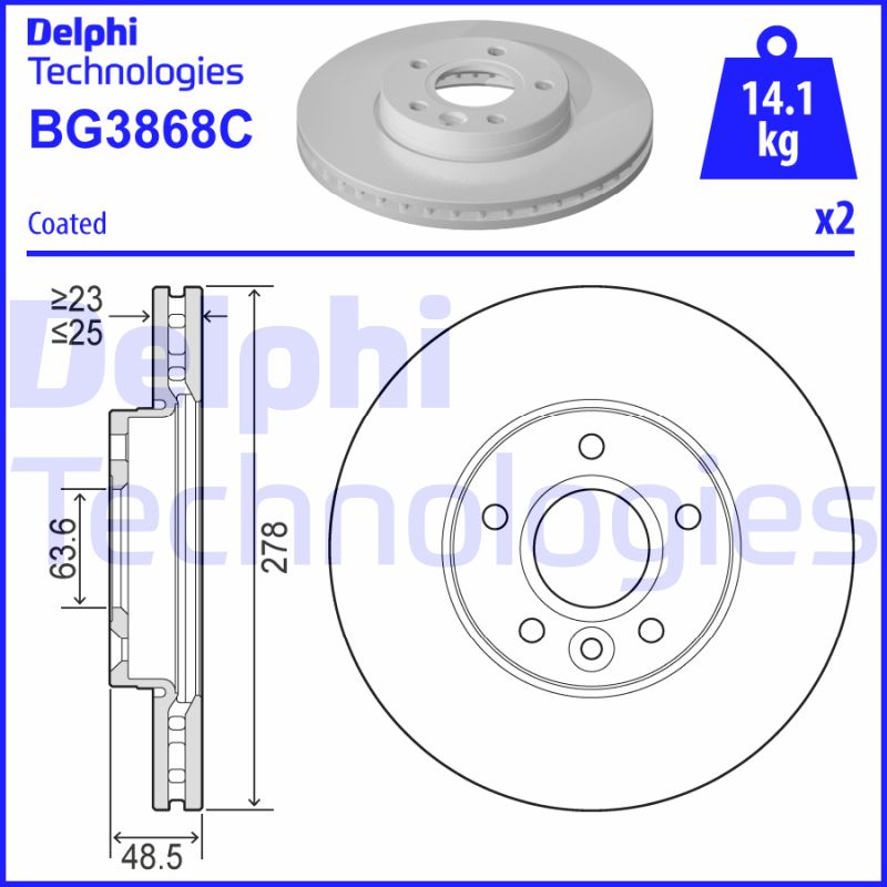 Remschijven Delphi Diesel BG3868C