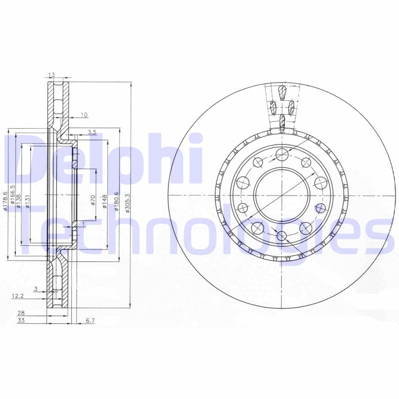 Remschijven Delphi Diesel BG3951