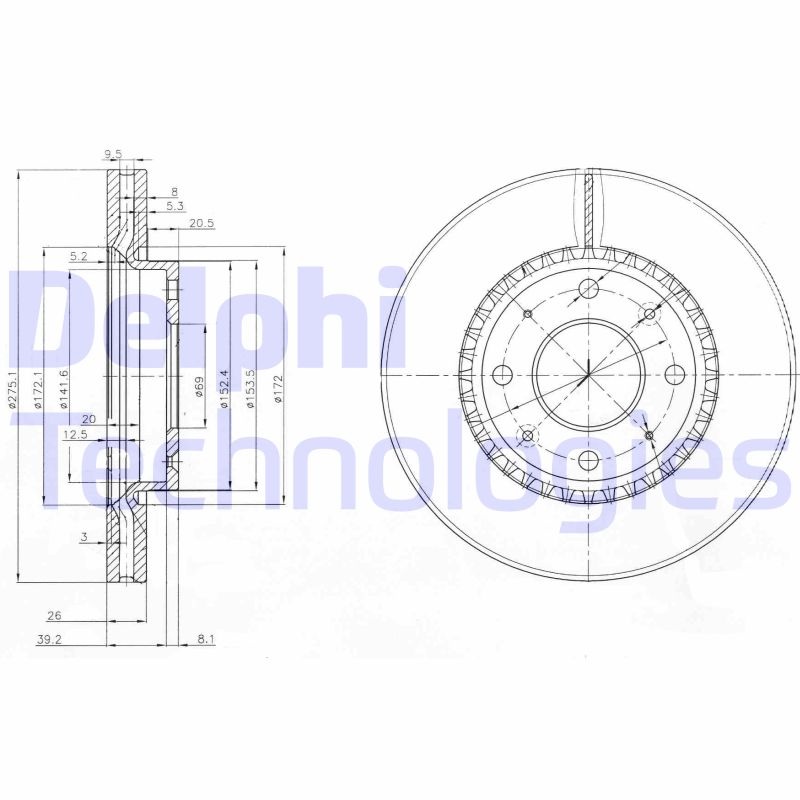 Remschijven Delphi Diesel BG4016
