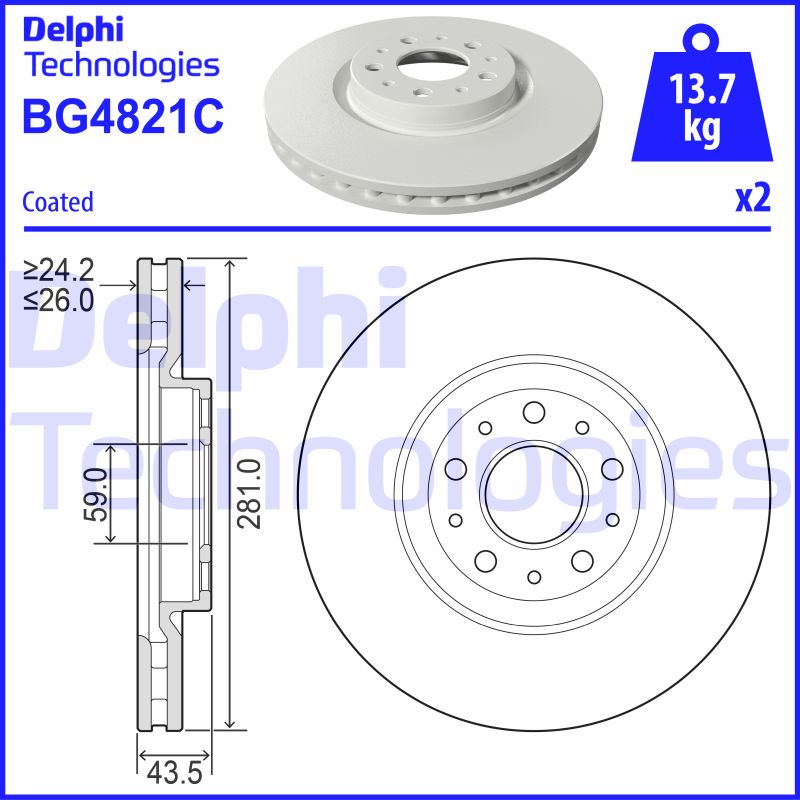 Remschijven Delphi Diesel BG4821C