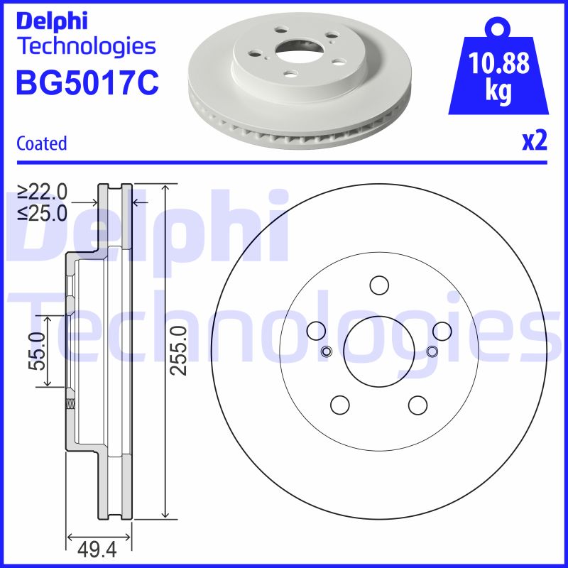 Remschijven Delphi Diesel BG5017C