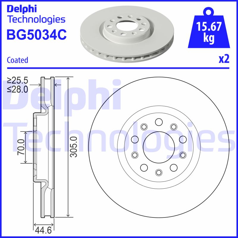 Remschijven Delphi Diesel BG5034C