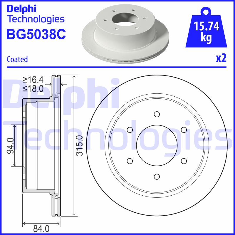 Remschijven Delphi Diesel BG5038C