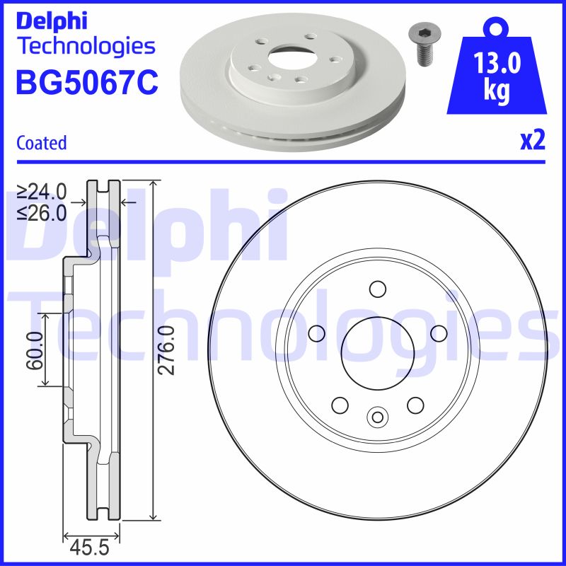 Remschijven Delphi Diesel BG5067C