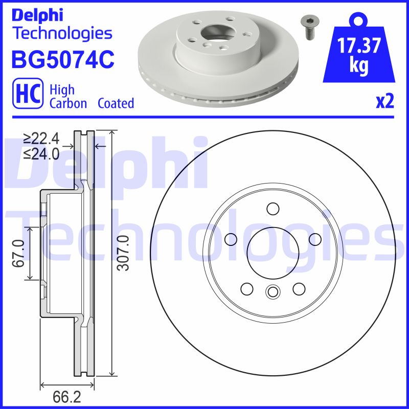 Remschijven Delphi Diesel BG5074C