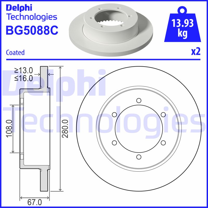 Remschijven Delphi Diesel BG5088C