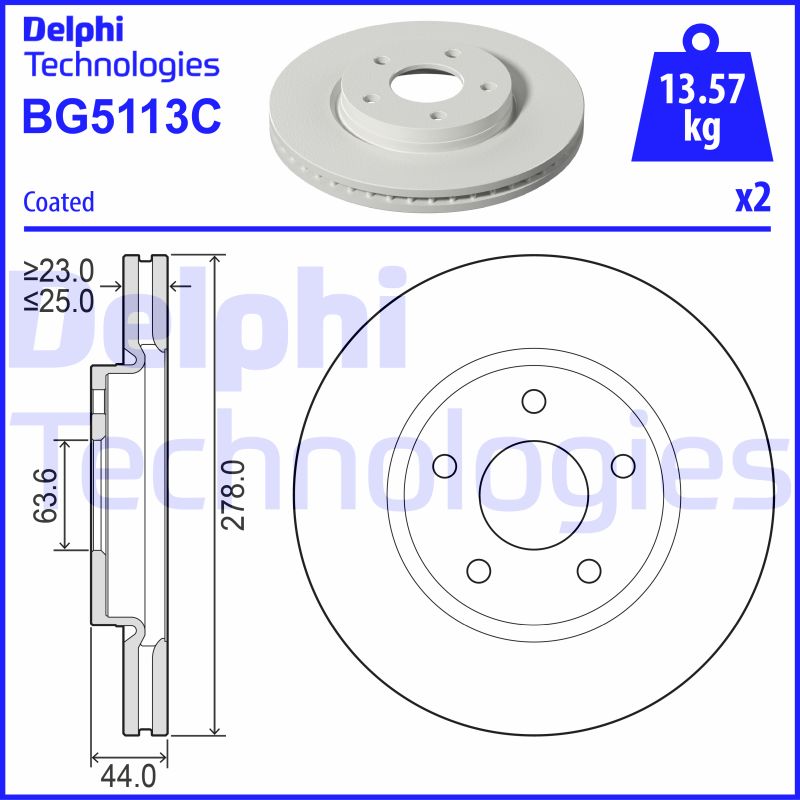 Remschijven Delphi Diesel BG5113C