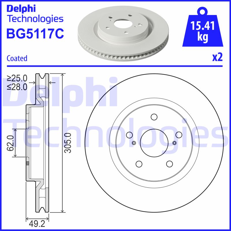 Remschijven Delphi Diesel BG5117C