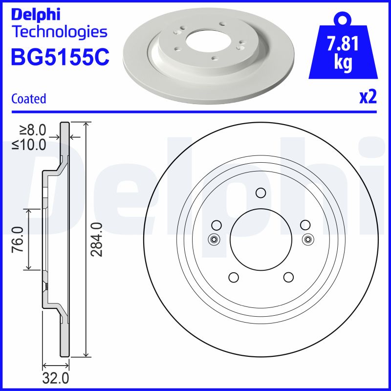 Delphi Diesel Remschijf BG5155C