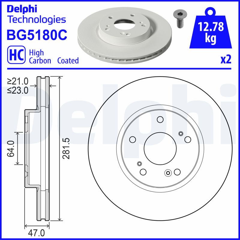 Remschijven Delphi Diesel BG5180C