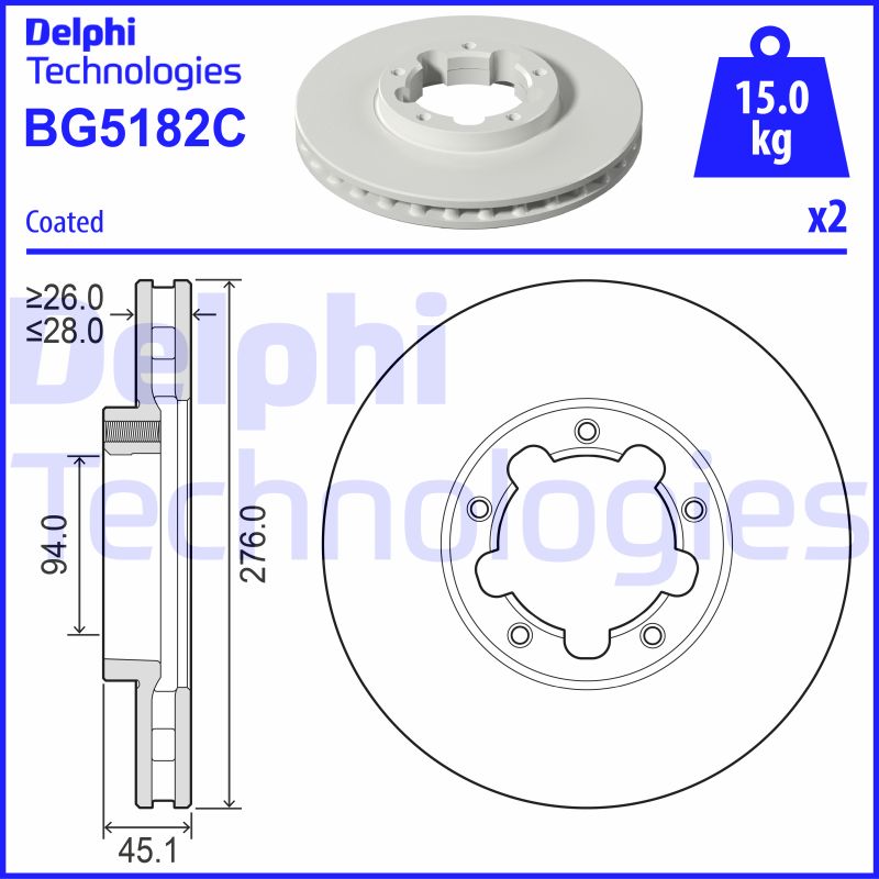 Remschijven Delphi Diesel BG5182C