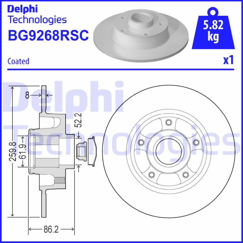 Remschijven Delphi Diesel BG9268RSC