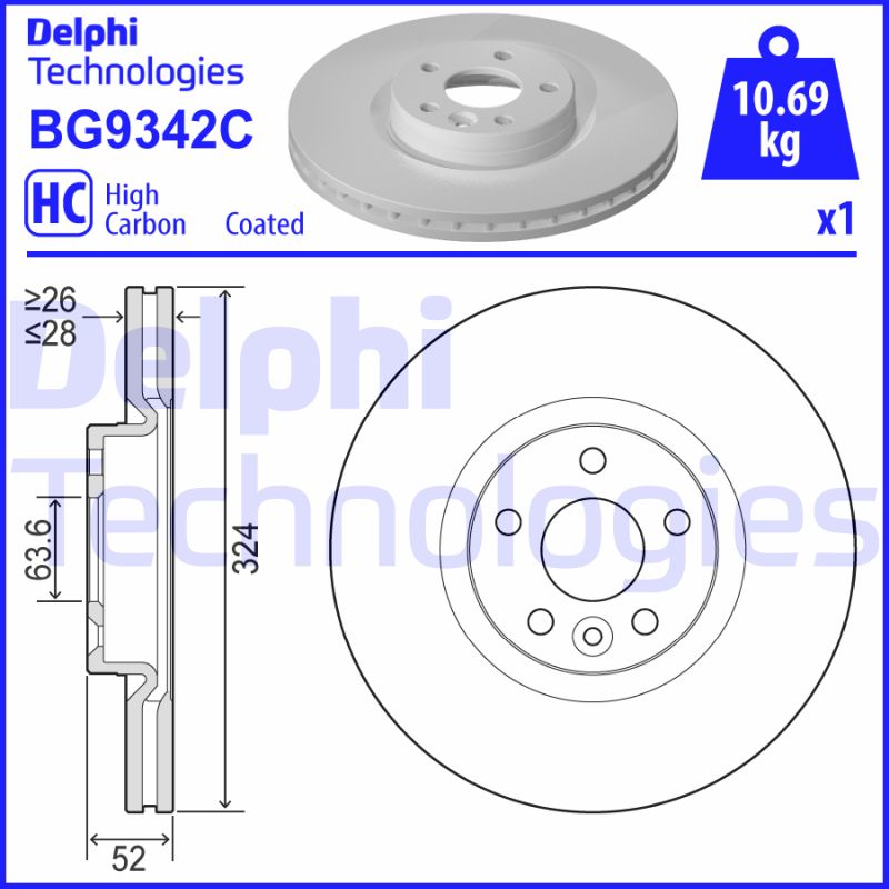 Remschijven Delphi Diesel BG9342C