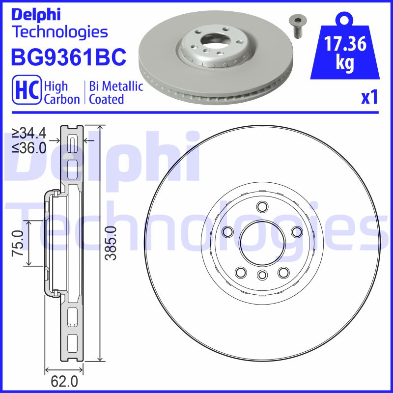 Remschijven Delphi Diesel BG9361BC