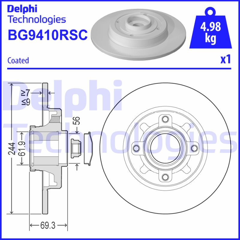 Remschijven Delphi Diesel BG9410RSC