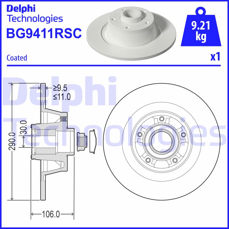 Remschijven Delphi Diesel BG9411RSC