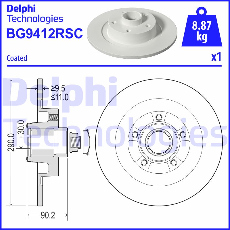 Remschijven Delphi Diesel BG9412RSC