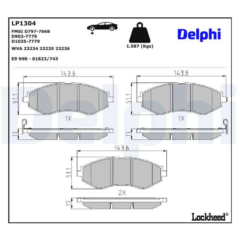 Delphi Diesel Remblokset LP1304