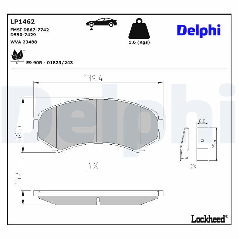 Delphi Diesel Remblokset LP1462