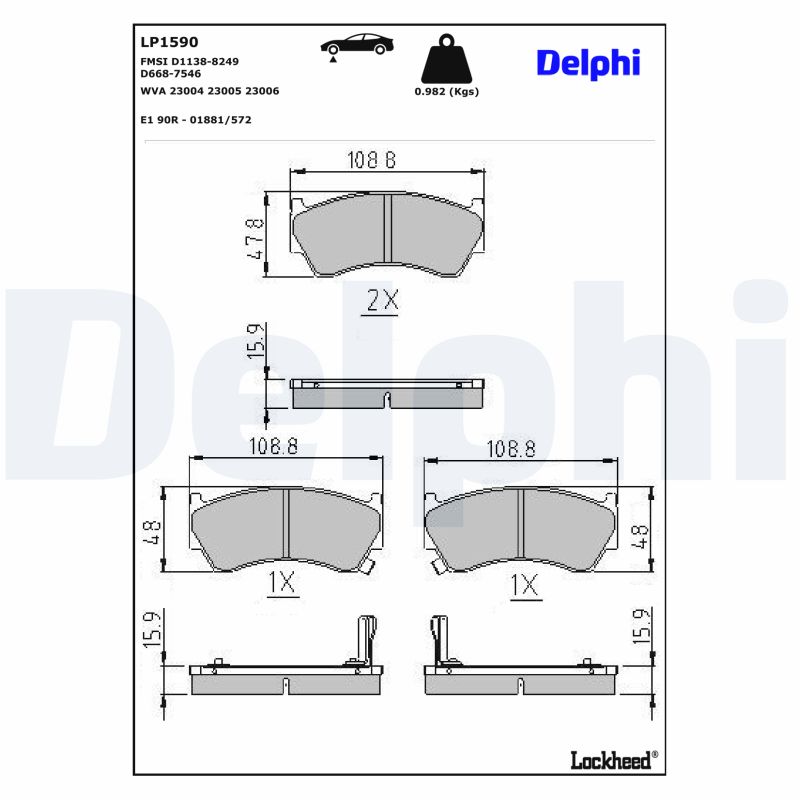 Delphi Diesel Remblokset LP1590