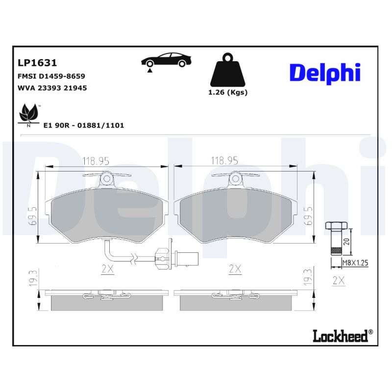 Delphi Diesel Remblokset LP1631
