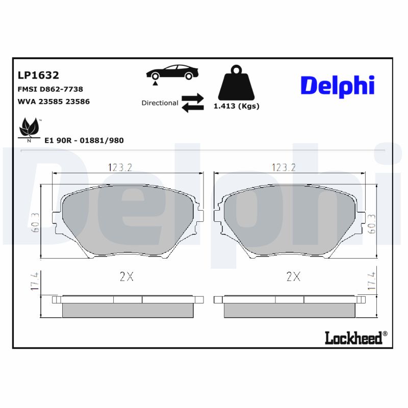 Delphi Diesel Remblokset LP1632