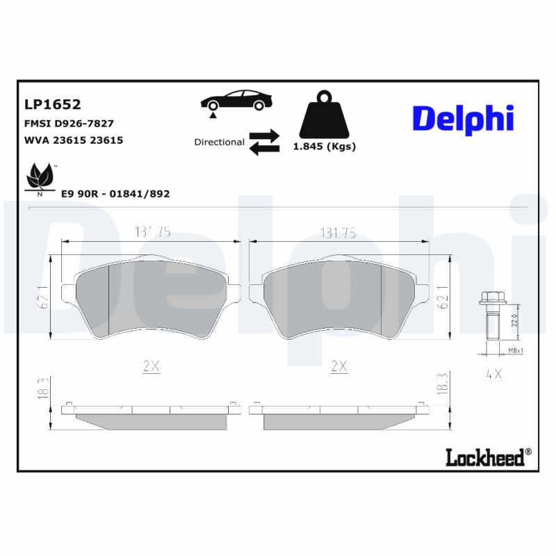 Delphi Diesel Remblokset LP1652