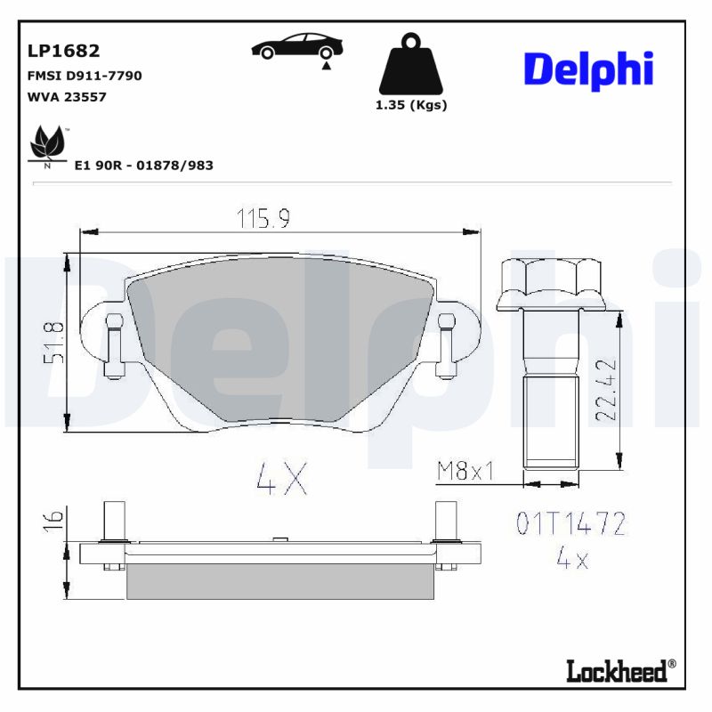 Delphi Diesel Remblokset LP1682