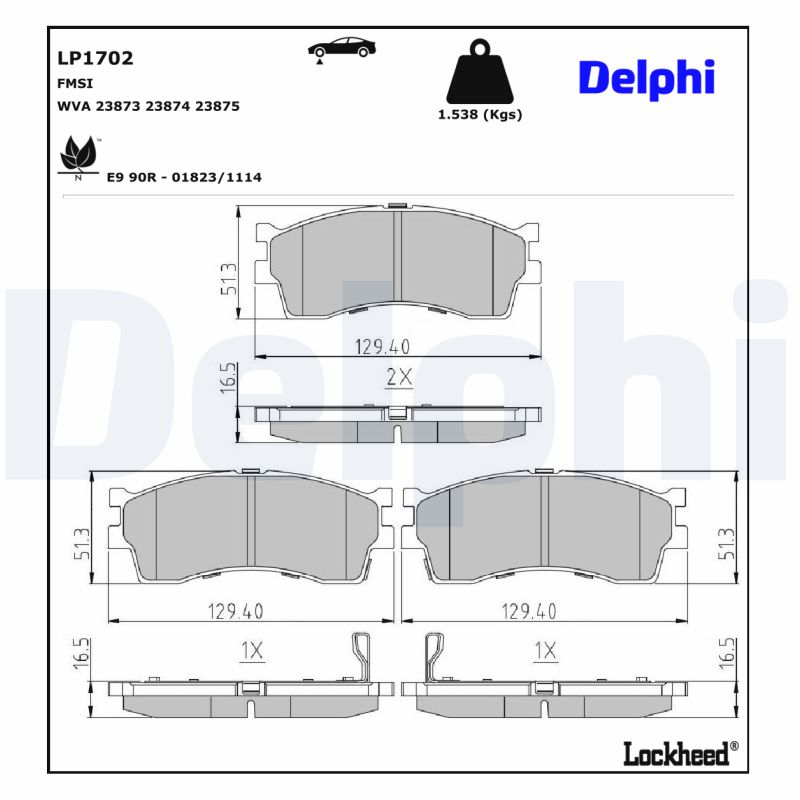 Delphi Diesel Remblokset LP1702