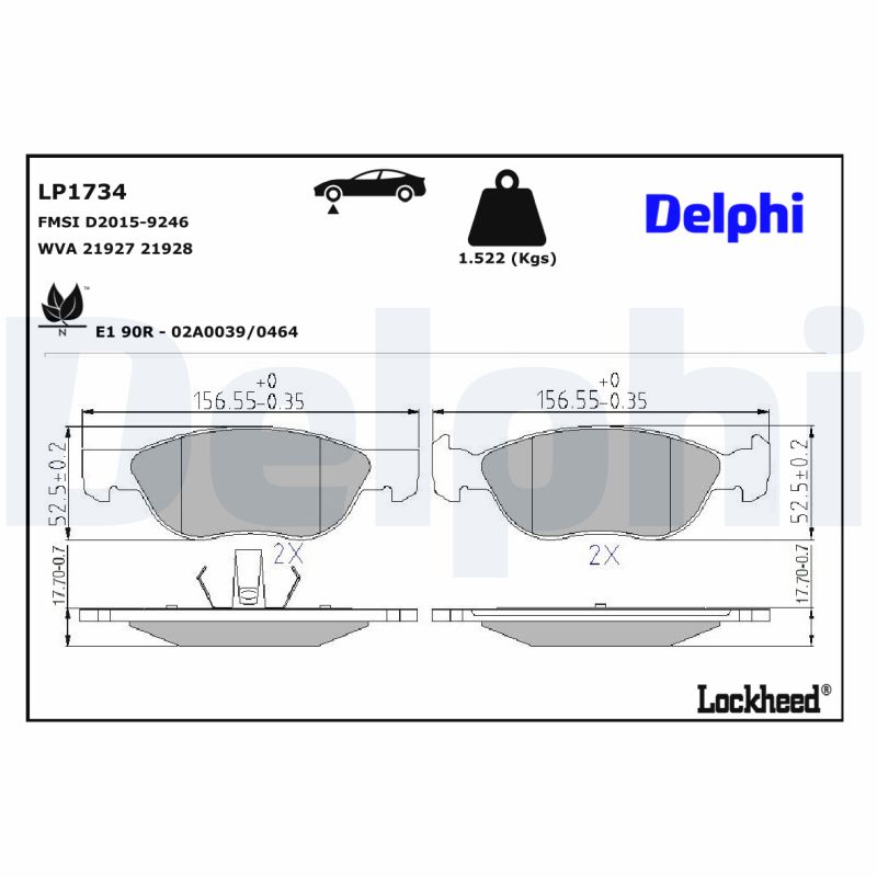 Delphi Diesel Remblokset LP1734