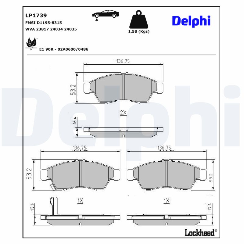 Remblokset Delphi Diesel LP1739