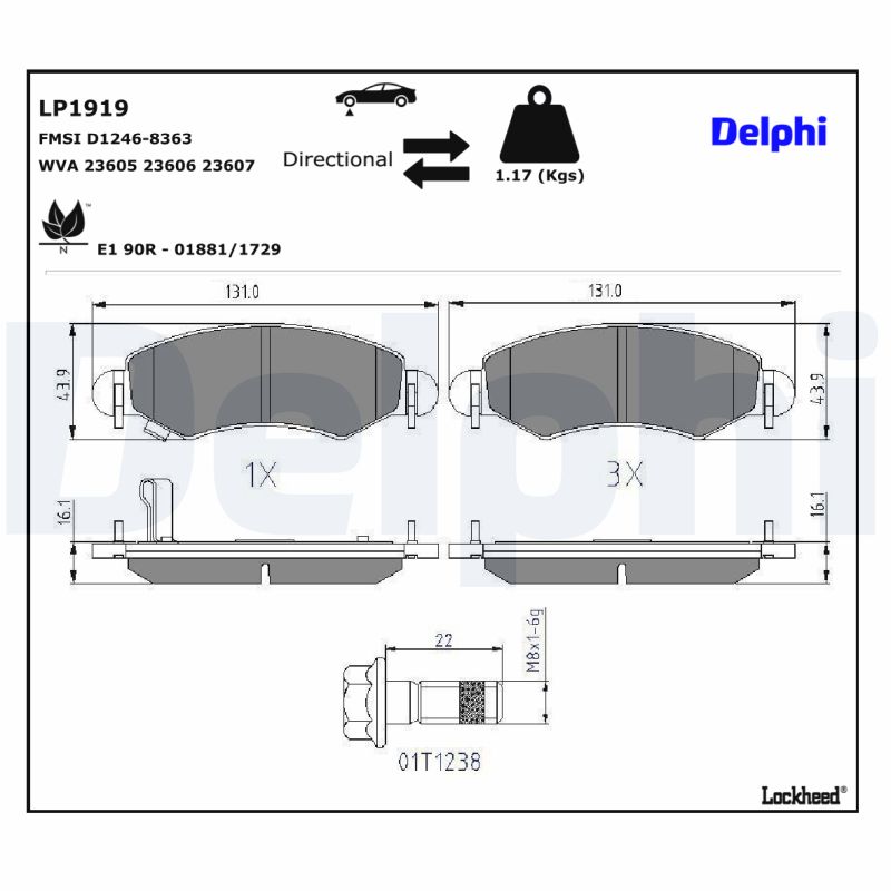 Delphi Diesel Remblokset LP1919